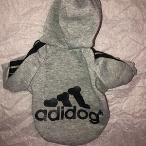 XS Gray Adidas Hooded Sweatshirt for Dogs or Cats